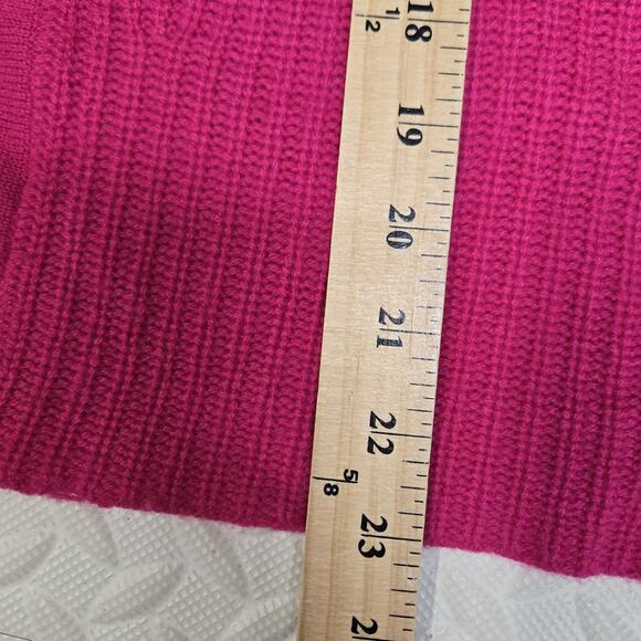Tahari 100% Cashmere Sweater Women Small Mock Neck Fuchsia Pink Oversized Ribbed - Picture 8 of 8